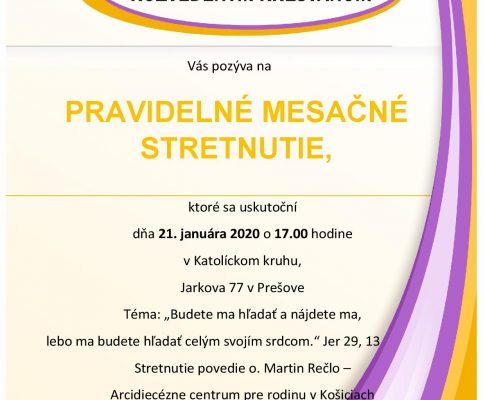 Hnutie na pomoc rozvedeným kresťanom – 21. január 2020