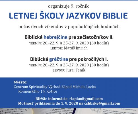 Letná škola jazykov Biblie 2020