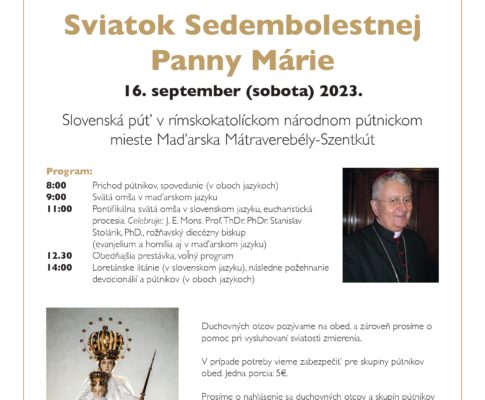 Púť Slovákov na pútnické miesto Szentkút v Maďarsku – 16.9.2023
